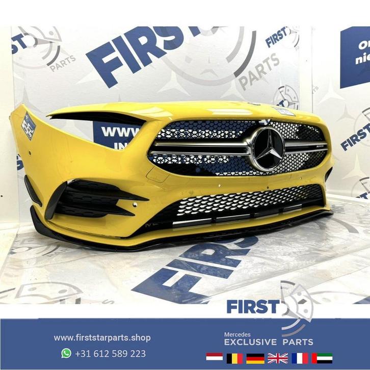 W177 A KLASSE 2021 A35 PERFORMANCE AMG VOORBUMPER GEEL AERO, Auto-onderdelen, Carrosserie, Bumper, Mercedes-Benz, Voor, Gebruikt