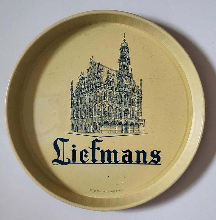 Assiette en fer blanc Liefmans., Collections, Marques & Objets publicitaires, Panneau publicitaire, Enlèvement ou Envoi