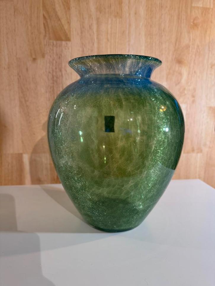 Vintage Hongaarse Craquelé Vaas - Karcag - Blauw/Groen, Antiek en Kunst, Antiek | Vazen, Ophalen