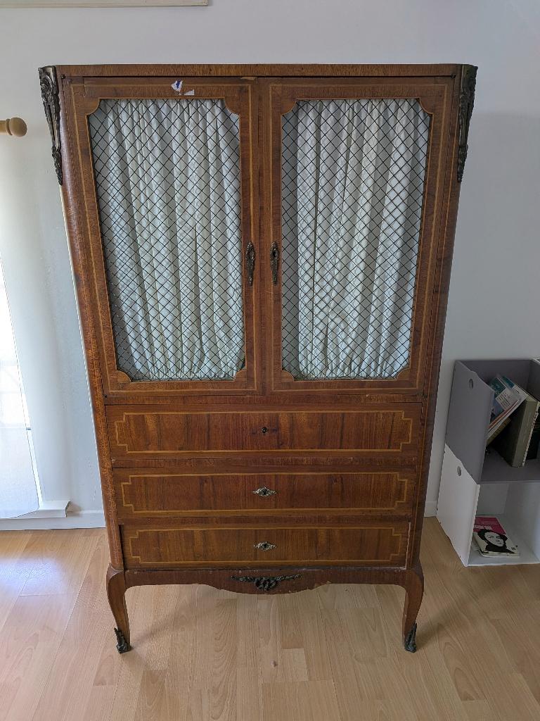 Bibliothèque / vitrine ancienne en bois, Antiquités & Art, Enlèvement