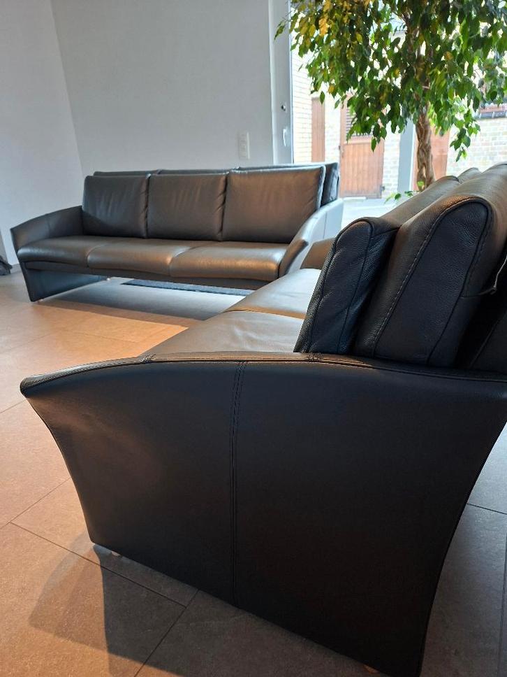 Lederen salon 3+2 – TOPSTAAT – SNEL WEG, Maison & Meubles, Canapés | Salons, Comme neuf, Banc droit, Autres dimensions, 200 à 250 cm