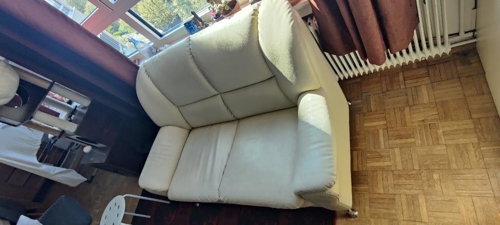 Witte zetel, Huis en Inrichting, Ophalen, Gebruikt, Tweepersoons, 75 tot 100 cm