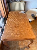 Vintage houten eettafel / keukentafel met inlegwerk in eik, 150 à 200 cm, Cinq personnes ou plus, Chêne, Vintage