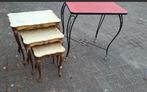 DRIE ITALIAANSE BIJZETTAFELS en RETRO METALEN TAFEL, 45 tot 60 cm, Minder dan 55 cm, Gebruikt, Ophalen of Verzenden