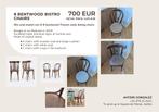 8 notenhouten bistrostoelen, Ophalen, Bruin, Bentwood bistro chairs (Thonet style), Zo goed als nieuw