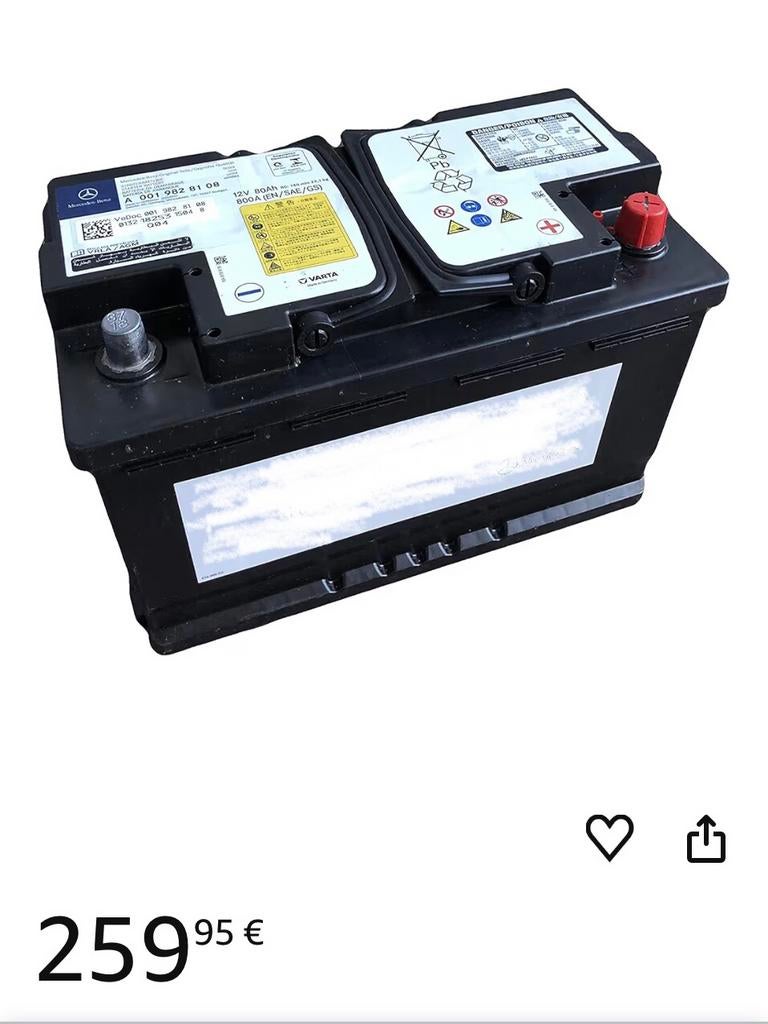 Batterie *d’occasion* 75 Ah Start/Stop 800a, Autos : Pièces & Accessoires, Enlèvement, Utilisé