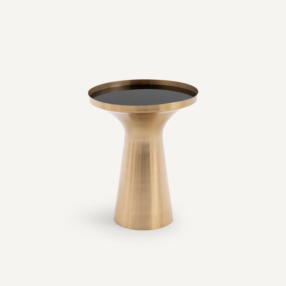 Bout de canapé design AM.PM La Redoute Kumar laiton + verre, Huis en Inrichting, Ophalen, Zo goed als nieuw, Glas