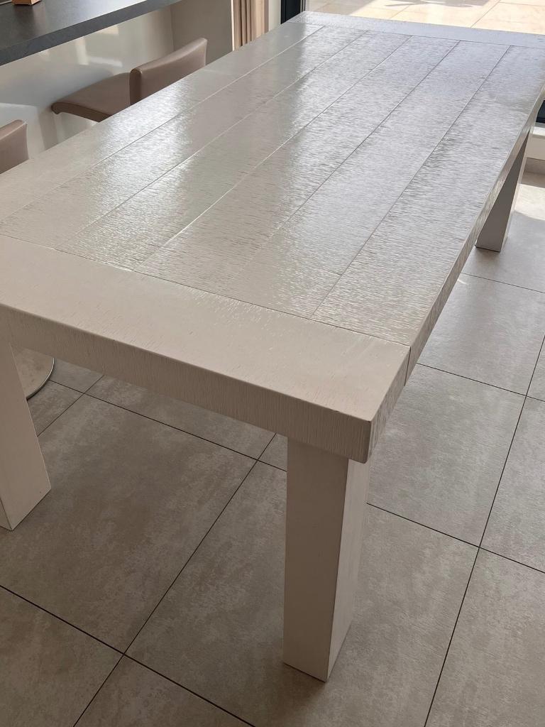 Grote witte stevige eettafel 210x100, Huis en Inrichting, Tafels | Eettafels, Ophalen, Gebruikt, 100 tot 150 cm, 200 cm of meer