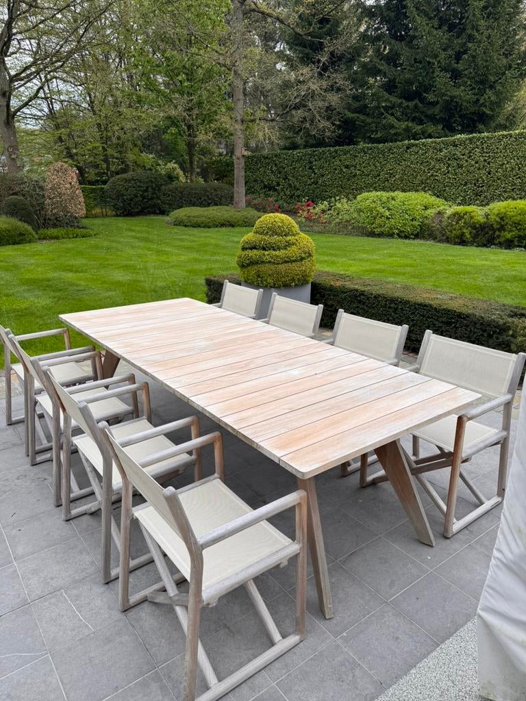 Meubili Knokke teak tuinset met 8 stoelen, Ophalen, Zo goed als nieuw, Tuinset