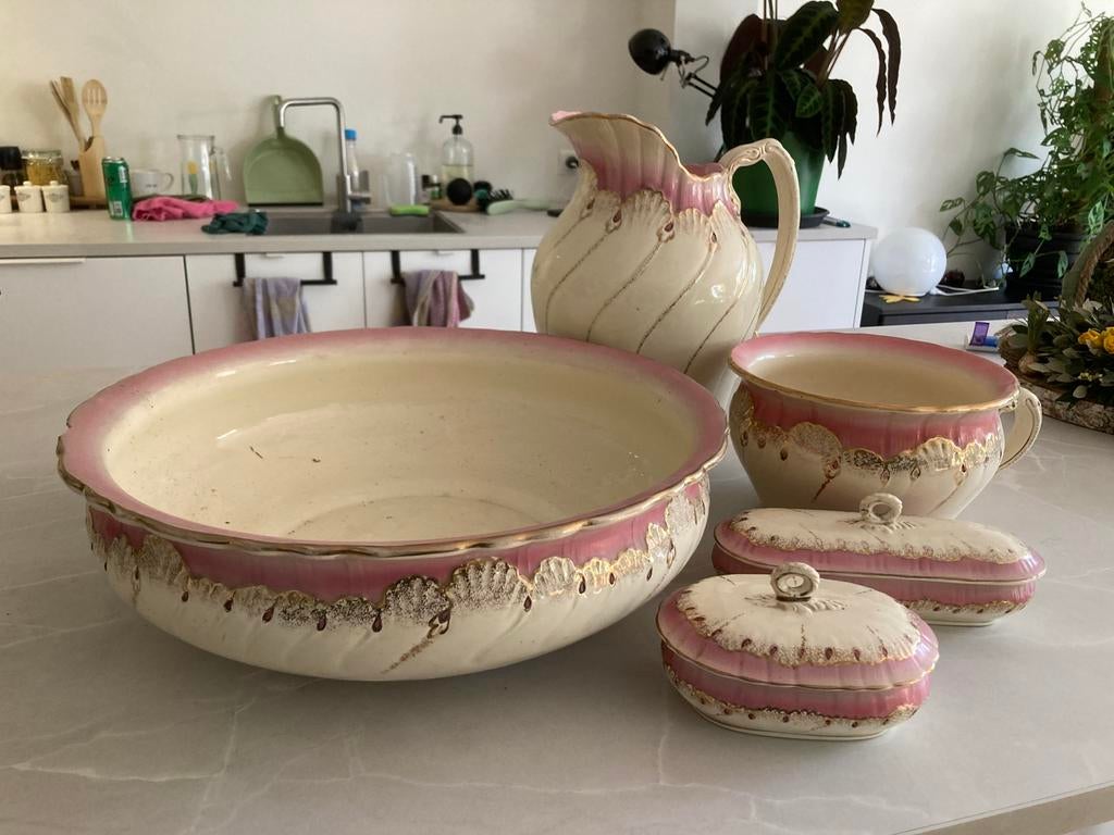 Waskom, waterkan, pispot, toebehoren, Antiek en Kunst, Antiek | Servies los, Ophalen