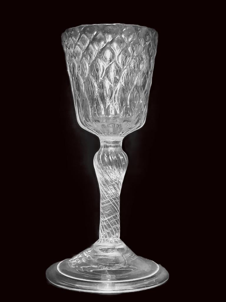 Verre à vin de Liège diamanté 1710-1760, Enlèvement ou Envoi
