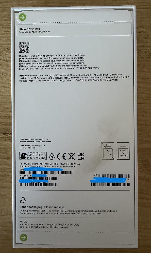 iPhone 17 Pro Max 256 GB diepblauw - NIEUW, Telecommunicatie, Mobiele telefoons | Apple iPhone, 256 GB, Blauw, Nieuw, Ophalen of Verzenden