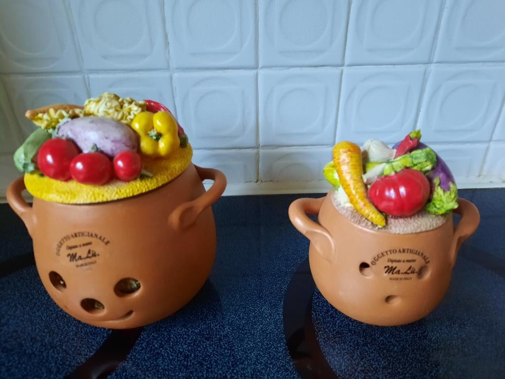 set keramieken zware potten grote en kleine met deksel, Ophalen of Verzenden