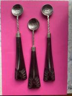 3 antieke muntlepels met gesculpteerde olifantenkop, Ophalen of Verzenden