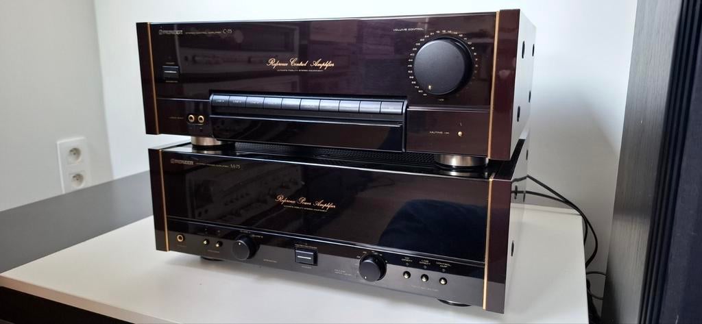 Pioneer M-73 eindversterker + C-73 voorversterker * urushi *, Gebruikt, Ophalen of Verzenden, 60 tot 120 watt, Pioneer