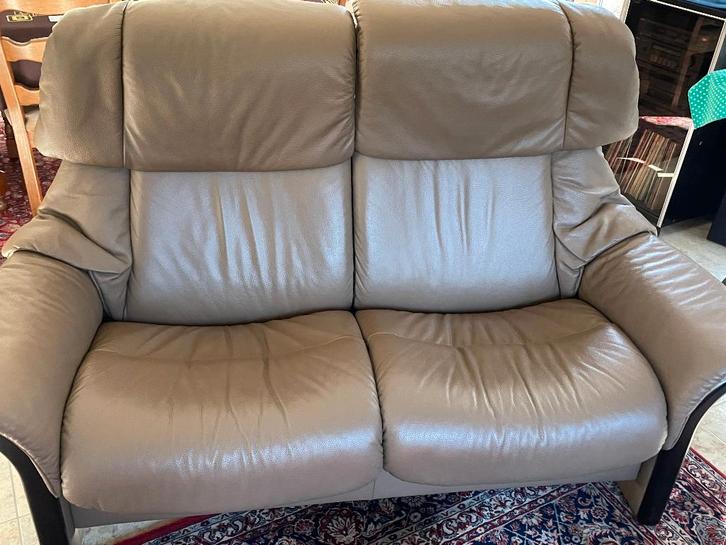 leren stressless salon 3 + 2 zit + poef, Huis en Inrichting, Zetels | Zetels, Gebruikt, Overige maten, Leer, Ophalen