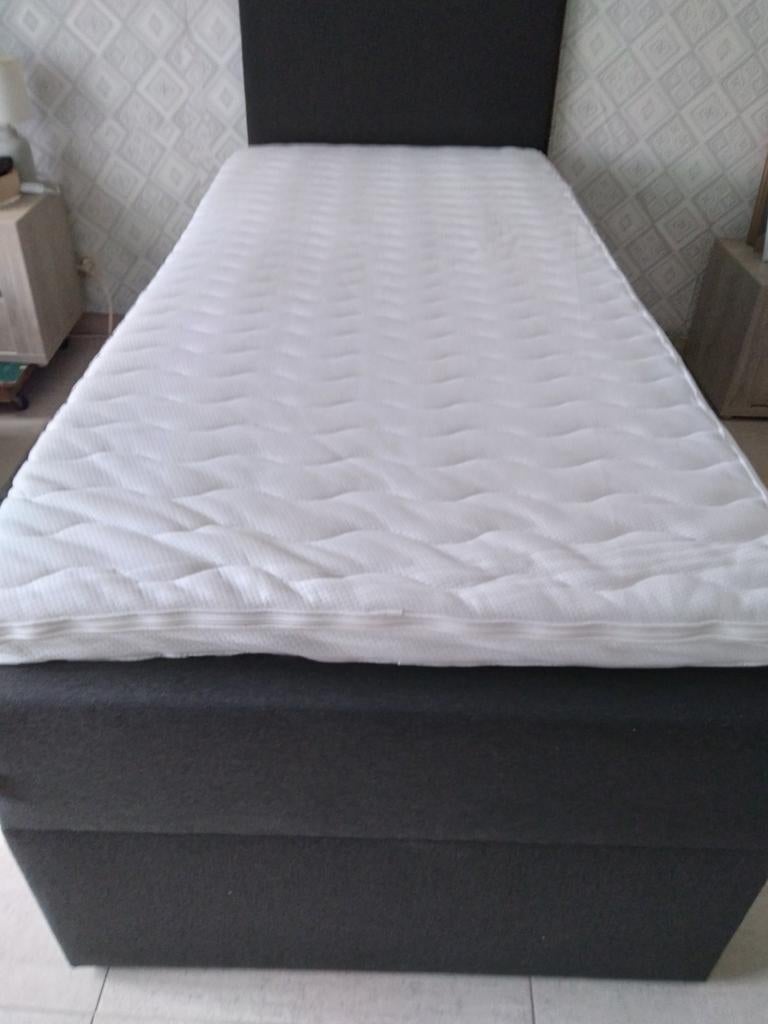Boxspring, Ophalen, Bruin, 90 cm
