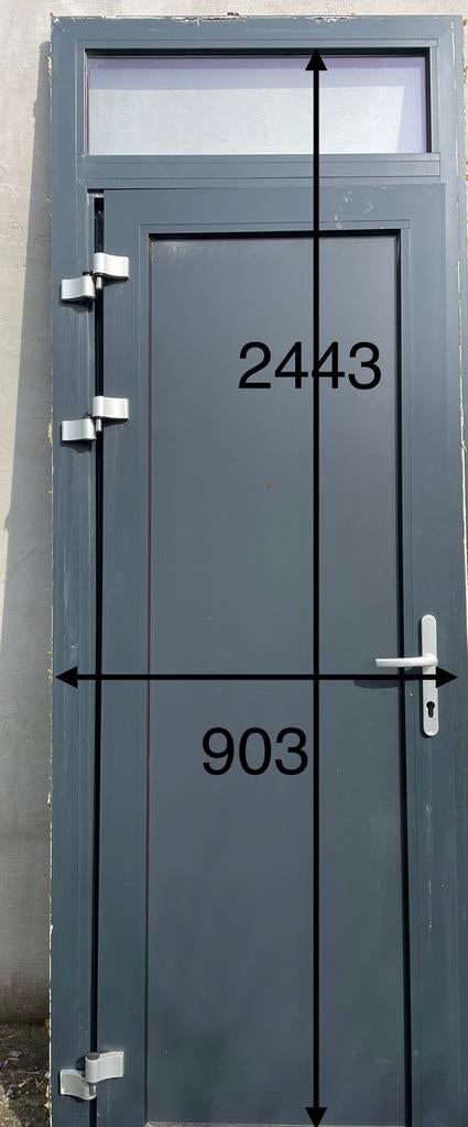 Porte extérieure alu gris anthracite., Bricolage & Construction, Châssis & Portes coulissantes, Utilisé, Châssis de fenêtre, Aluminium