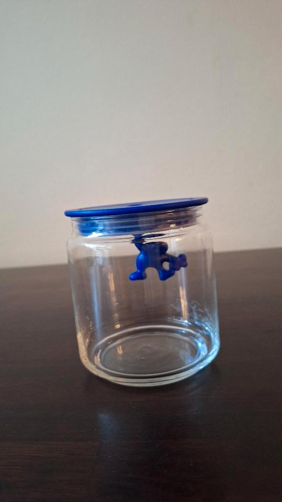 ALESSI Gianni voorraadpot 70cl blauw 12cm hoog, Maison & Meubles, Cuisine | Vaisselle, Comme neuf, Autres types, Autres styles