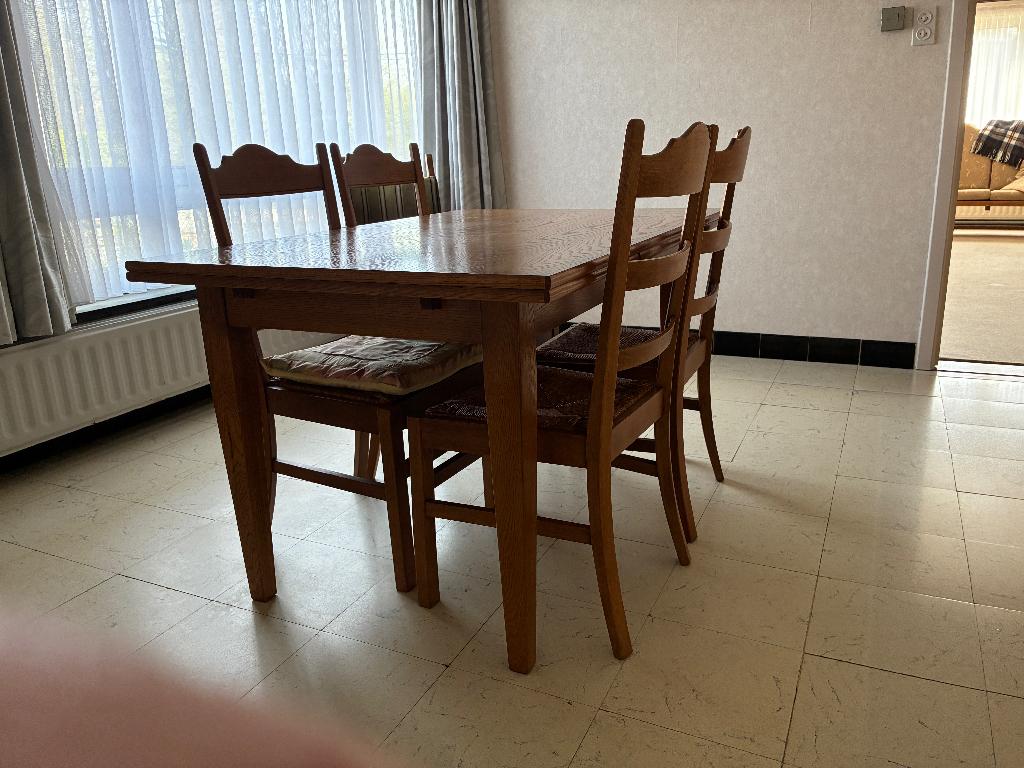Table + 4 chaises _ Table de salle à manger, Comme neuf, Enlèvement, 50 à 100 cm, Chêne