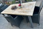Tuitafel met 4 stoelen ., Enlèvement, Utilisé, Bois de teck, 4 places