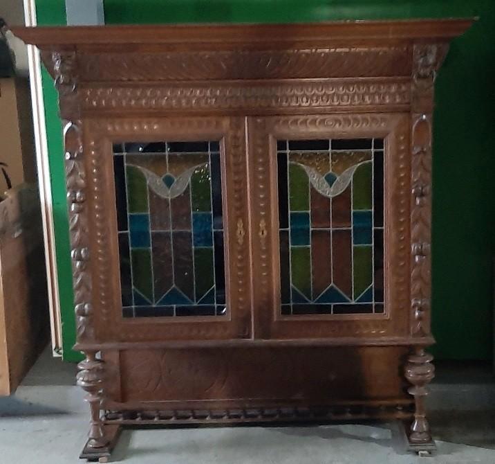 Meuble en chêne en deux parties., Maison & Meubles, Armoires | Dressoirs, Utilisé, Chêne, Enlèvement