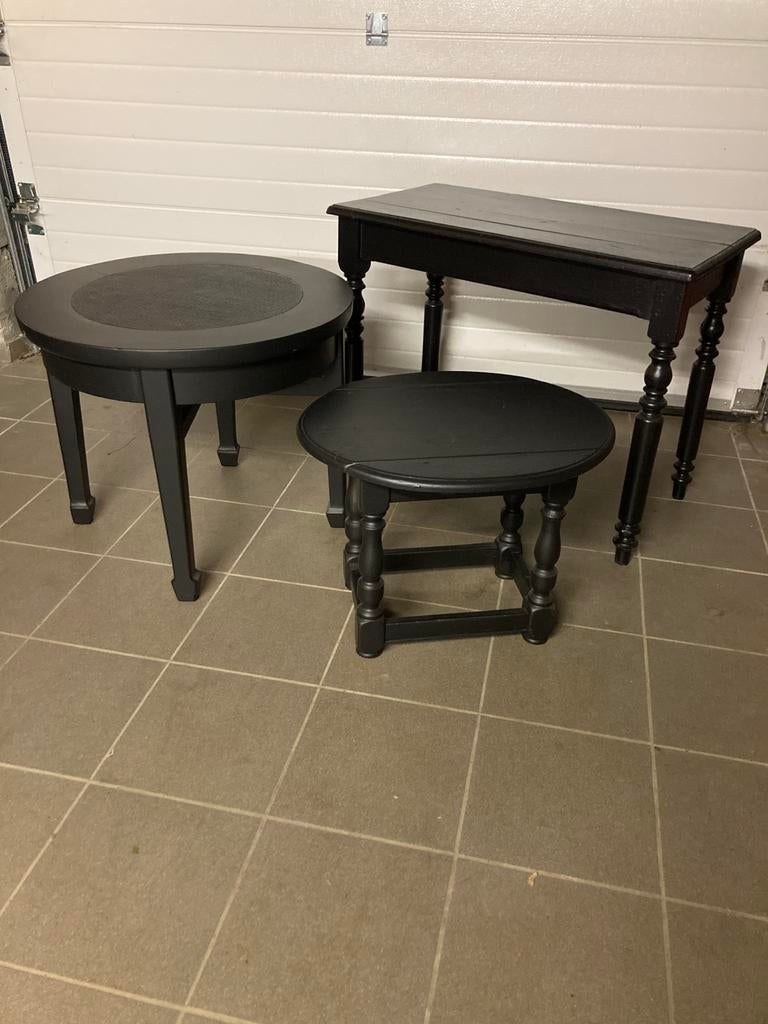 Set massief houten bijzettafeltjes, Ophalen, Gebruikt, Rond