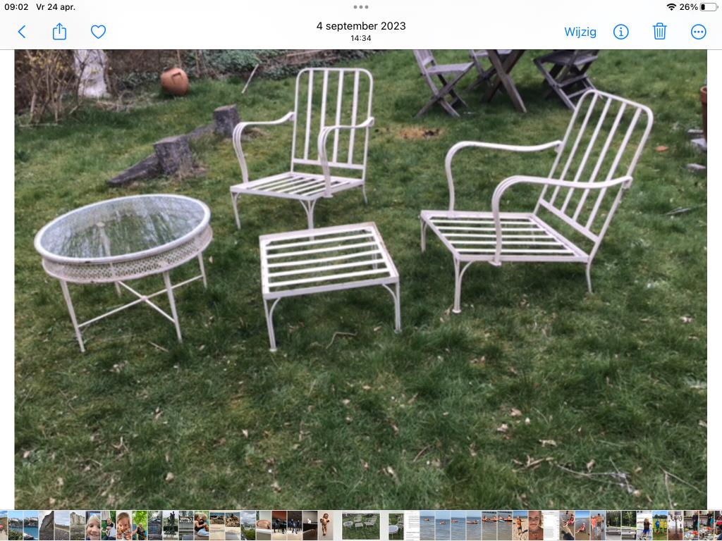 Vintage Metalen tuinset, Tuin en Terras, Ophalen, Gebruikt, Overige materialen, Loungeset