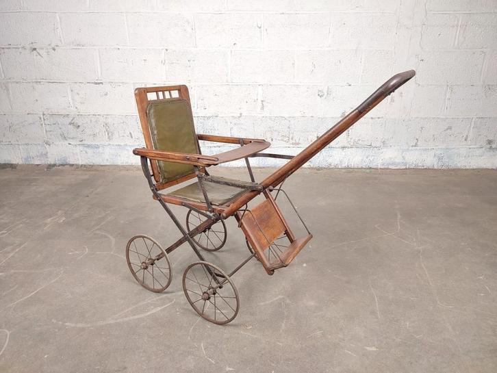 Antieke houten kinderwagen, Antiquités & Art, Curiosités & Brocante, Enlèvement