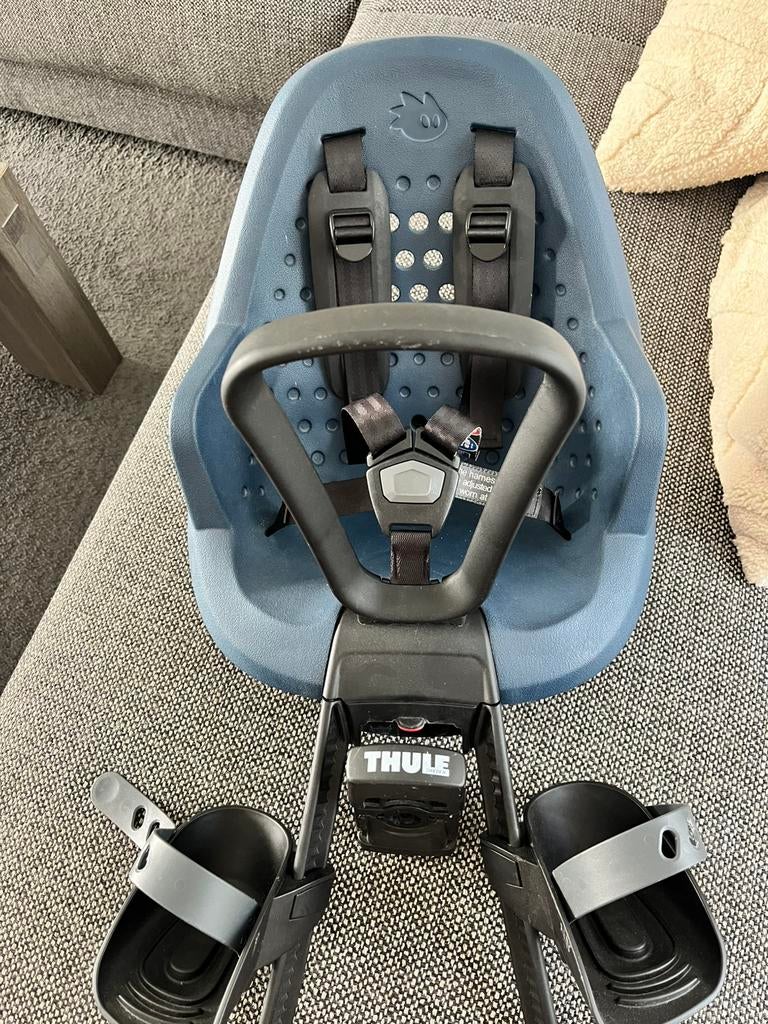 Thule Fietszitje blauw, Ophalen, Voetsteuntjes, Voorzitje, Zo goed als nieuw
