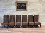 6 rotan stoelen / prijs per stuk, Ophalen, Gebruikt, Bruin, Hout