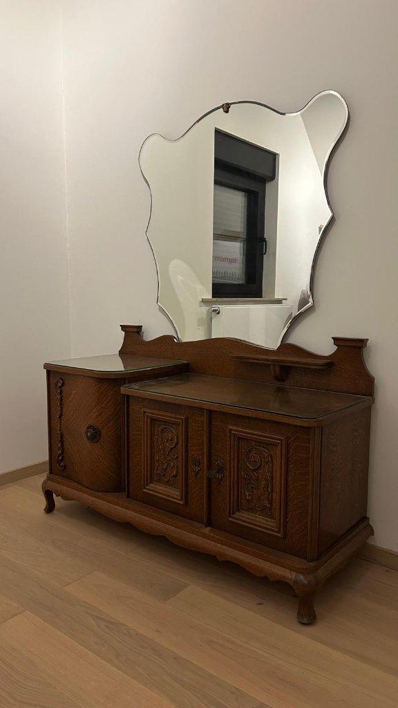 BIJZONDERE Art-Deco commode / Make-up tafel - ingelegd hout, Antiquités & Art, Antiquités | Meubles | Tables, Enlèvement