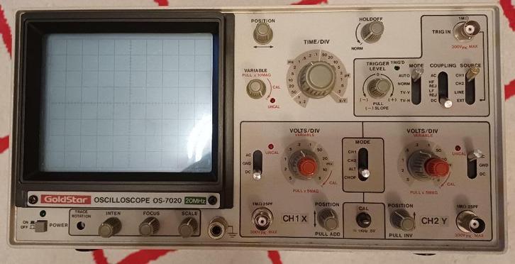 Oscilloscope 2 x 20 Mhz - Goldstar OS-7020 Parfait état, Bricolage & Construction, Instruments de mesure, Utilisé, Autres appareils de mesure ou compteurs