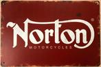 Plaque murale en métal au look vintage NORTON MOTORCYCLES, Enlèvement ou Envoi, Neuf, Panneau publicitaire