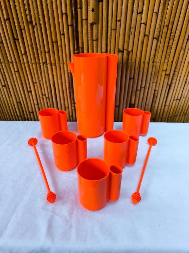 Service / carafe et 5 tasses Vitrac, vintage 1970, space age, Collections, Rétro, Maison et Meubles, Enlèvement ou Envoi