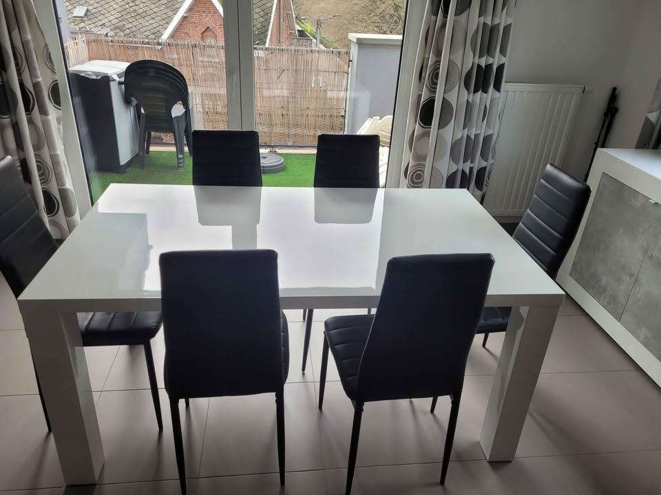 Salle à manger + chaises, Maison & Meubles, Salles à manger complètes, Enlèvement, Neuf, Laqué blanc, 6 à 8 chaises