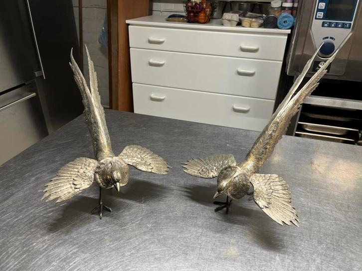 Groot paar bronzen fanzanten, Antiek en Kunst, Antiek | Brons en Koper, Brons, Ophalen