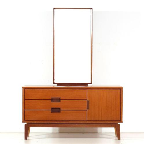 Vintage mid century kaptafel ladekast dressoir in teak, Huis en Inrichting, Slaapkamer | Nachtkastjes, Zo goed als nieuw, Verzenden