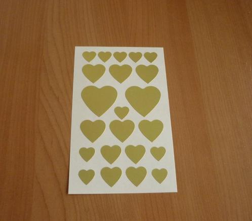 Vel 22 DIY goudkleurige vlakke metallic harten hart stickers, Collections, Autocollants, Enlèvement ou Envoi