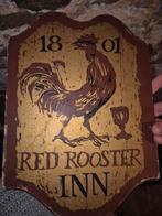 plaque en bois vintage "Red Rooster Inn 1801, Enlèvement ou Envoi