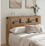 Bedhoofd met led, Ophalen, Bruin, 160 cm, Hout
