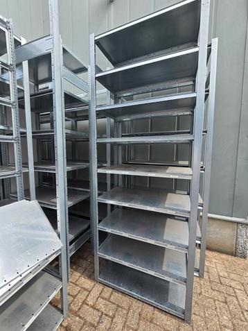 Aanbieding! 40m legbordstelling, gedemonteerd. beschikbaar voor biedingen