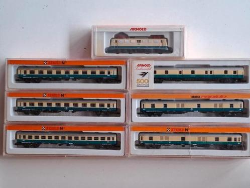 Arnold rapido set elektroloc en 6 wagons DB, Hobby en Vrije tijd, Modeltreinen | N-Spoor, Zo goed als nieuw, Locomotief, Arnold