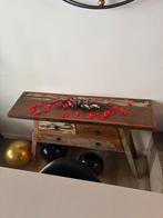 Houten bijzettafel met 3 lades, Ophalen, Gebruikt