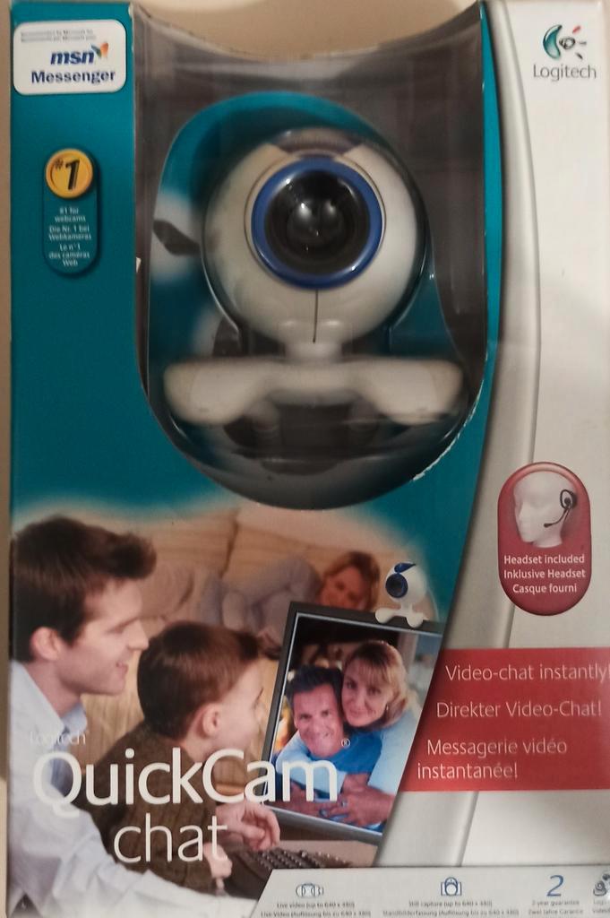 Logitech QuickCam-chatcamera + headset, Computers en Software, Webcams, Gebruikt, Ophalen of Verzenden