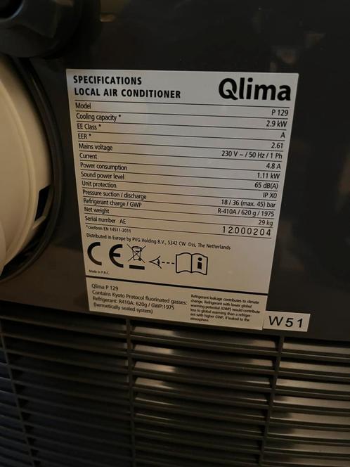 Mobiele airco met afstandsbediening Qlima P 129, Elektronische apparatuur, Airco's, Zo goed als nieuw, Mobiele airco, Afstandsbediening