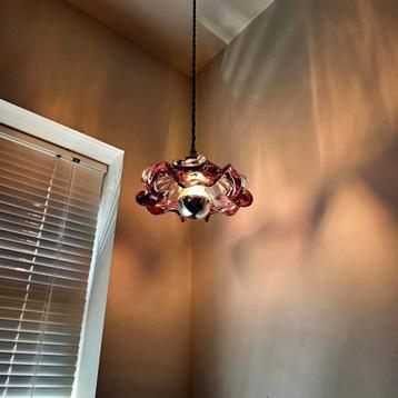 Lampe suspendue vintage en verre de Muranu., Enlèvement ou Envoi