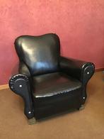 Vintage fauteuil in zwarte skai, Ophalen, Gebruikt, Retro