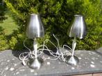 2 witte en metalen tafellampen van IKEA, Huis en Inrichting, Lampen | Tafellampen, Ophalen of Verzenden, Metaal, Zo goed als nieuw