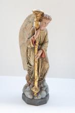 19e engel draagt kandelaar Vintage religieus beeld Antique, Gebruikt